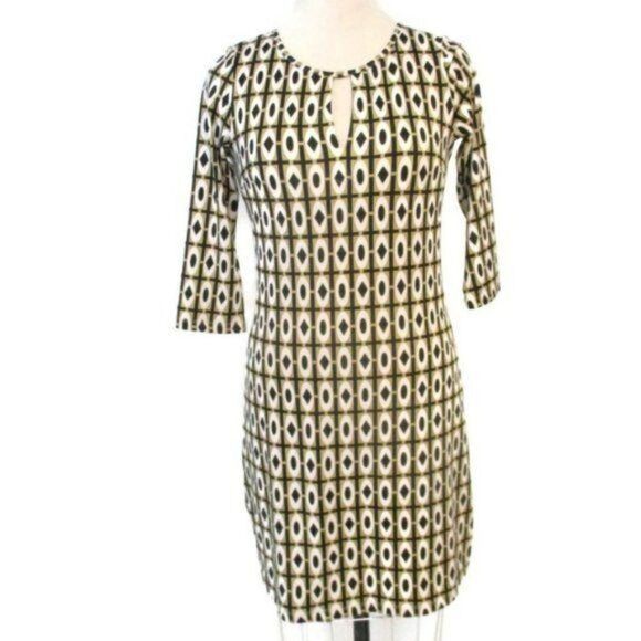 Julie Brown Tan Black Geometric Dress Small - Picture 1 of 6